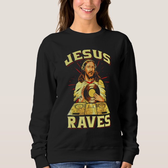Edm Elektronisk Musik Jesus Raves T Shirt (Framsida)