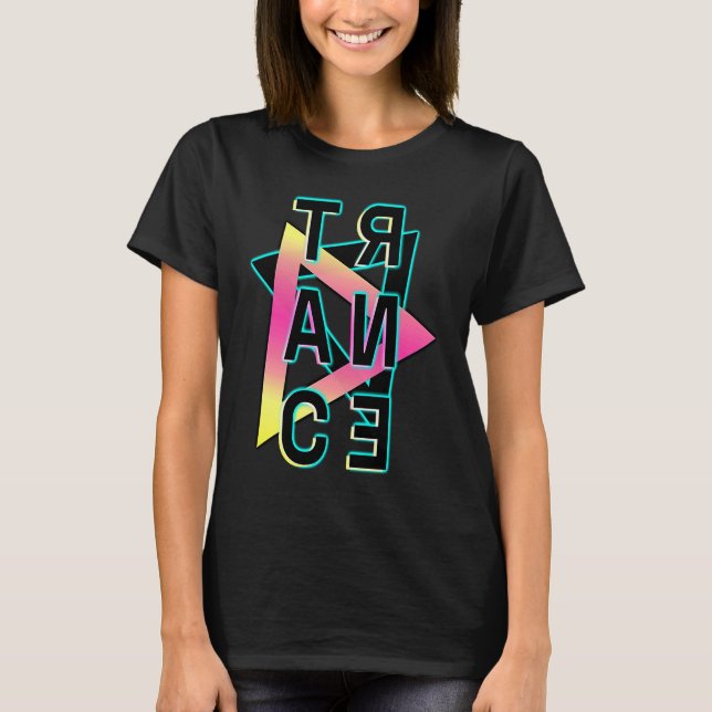 EDM Geometric Trance House Techno Rave Dance Music T Shirt (Framsida)