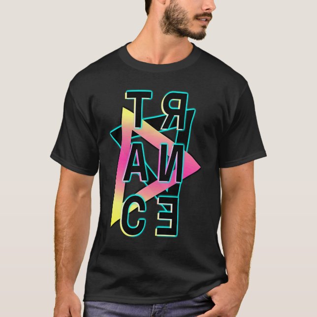 EDM Geometric Trance House Techno Rave Dance Music T Shirt (Framsida)