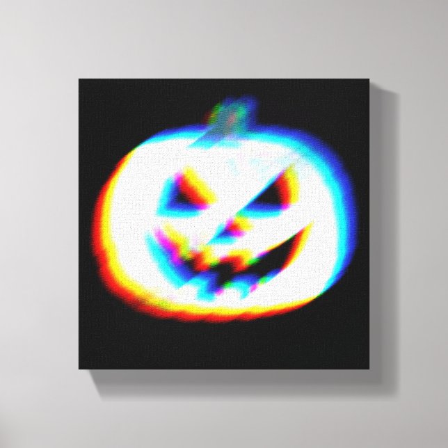 EDM Glitchy White Pumpkin Canvastryck (Framsida)