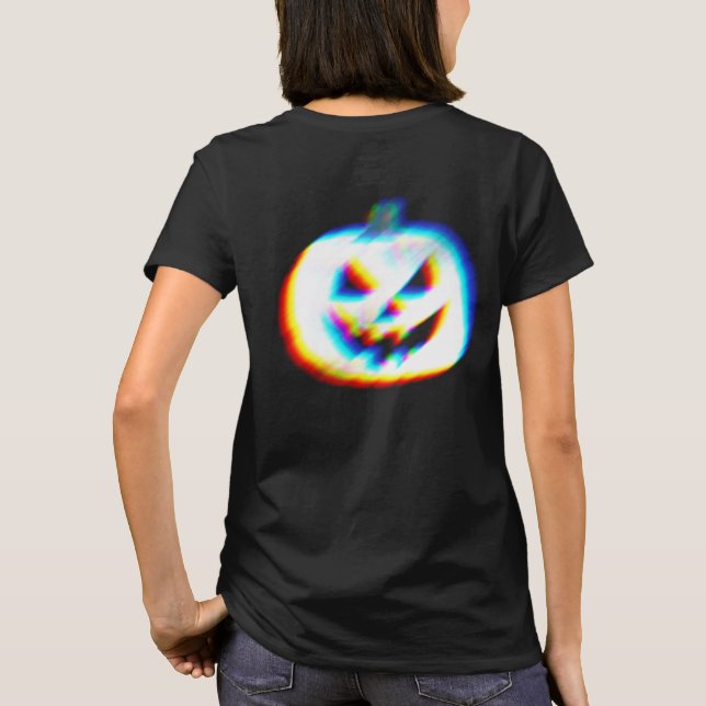 EDM Glitchy White Pumpkin Front & Back T Shirt (Baksida)