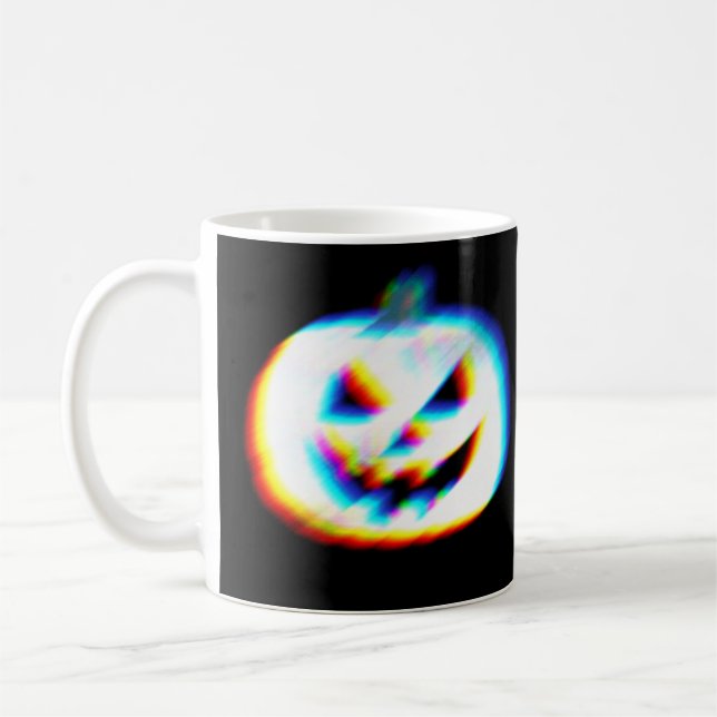 EDM Glitchy White Pumpkin Kaffemugg (Vänster)