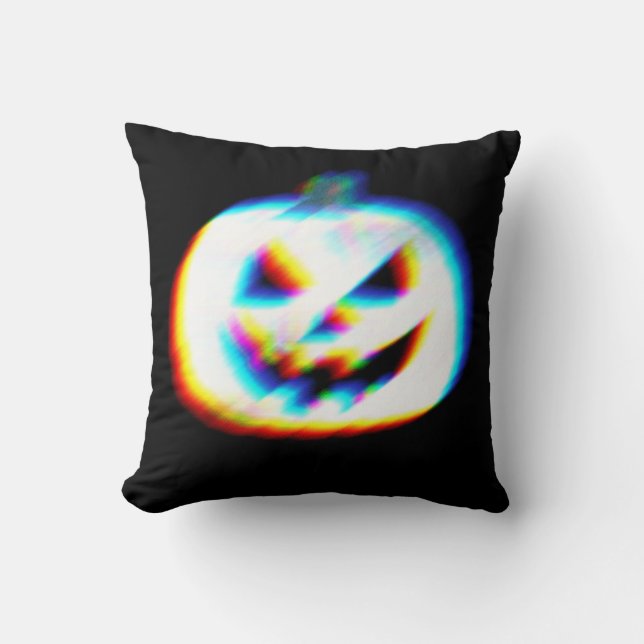 EDM Glitchy White Pumpkin Kudde (Framsida)