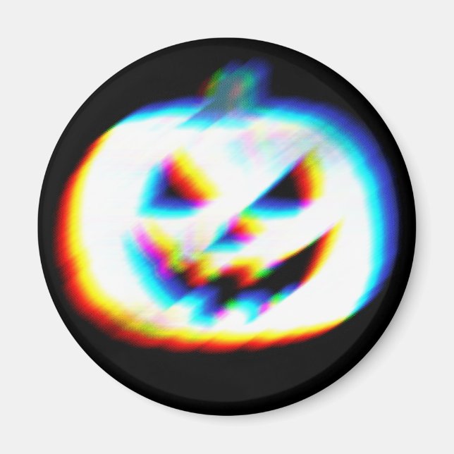 EDM Glitchy White Pumpkin Magnet (Framsidan)