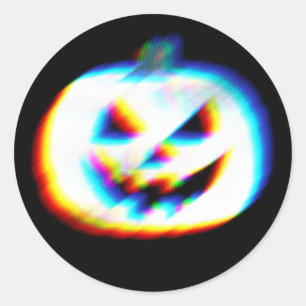 EDM Glitchy White Pumpkin Runt Klistermärke