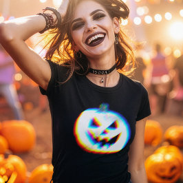 EDM Glitchy White Pumpkin T Shirt