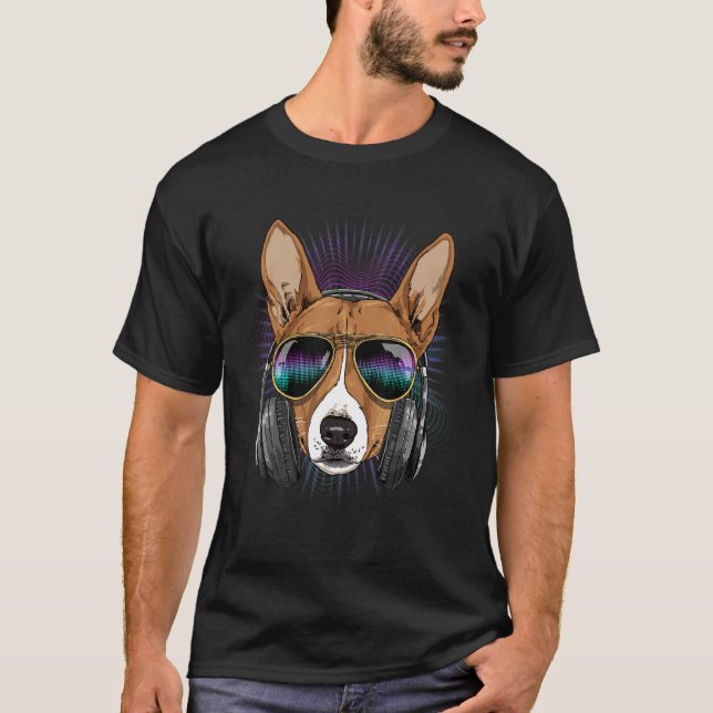 EDM House Music DJ African Basenji Music  Music Ar T Shirt (Framsida)