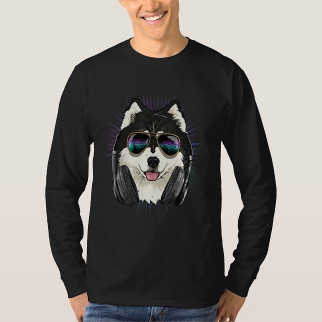 EDM House Music DJ Alaskan Malamute Music  Music A T Shirt (Framsida)