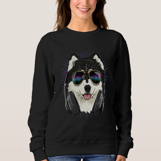 EDM House Music DJ Alaskan Malamute Music  Music A T Shirt (Framsida)