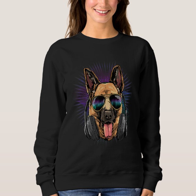 EDM House Music DJ German Shepherd Music  Music Ar T Shirt (Framsida)