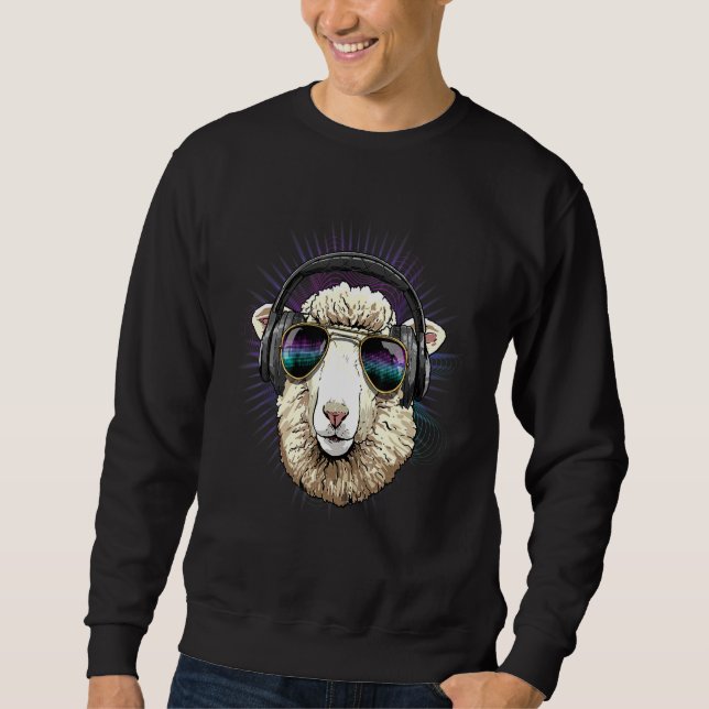 EDM House Music DJ Sheep Lamb Music  Music Artist  Lång Ärmad Tröja (Framsida)