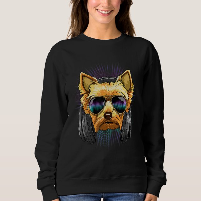 EDM House Music DJ Yorkshire Terrier Dog Music  Ar T Shirt (Framsida)