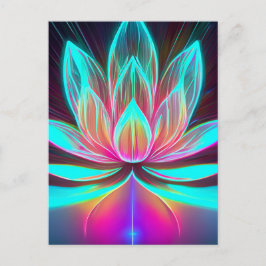 EDM Neon Laser Ljus Lotus Flower Awakening Vykort