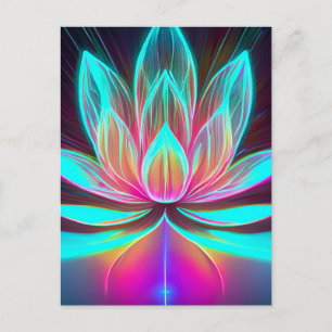 EDM Neon Laser Ljus Lotus Flower Awakening Vykort