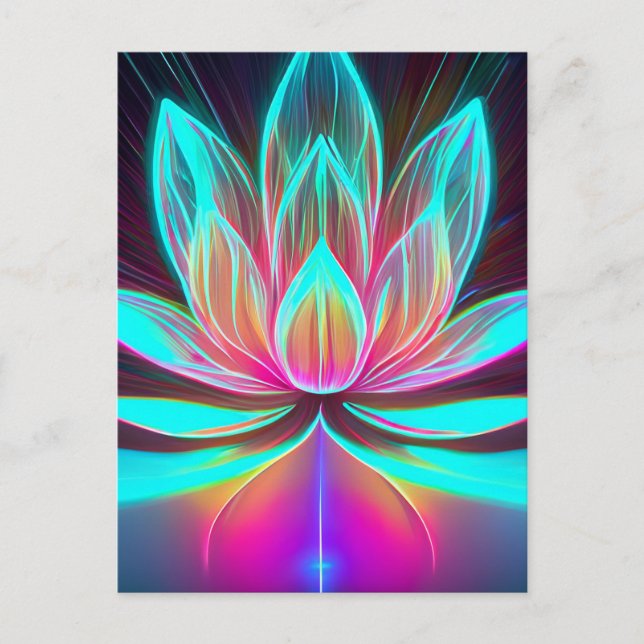 EDM Neon Laser Ljus Lotus Flower Awakening Vykort (Framsida)