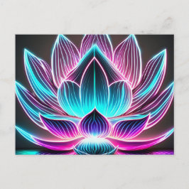 EDM Neon Laserljus Lotusblomma Upplysning Vykort