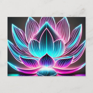 EDM Neon Laserljus Lotusblomma Upplysning Vykort