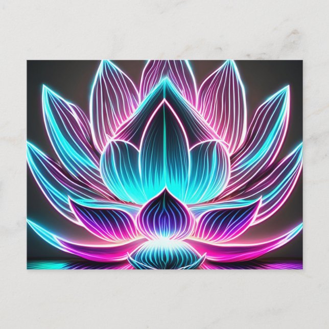 EDM Neon Laserljus Lotusblomma Upplysning Vykort (Framsida)