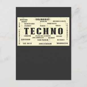 EDM Techno Underground Internationell Rave Cities Vykort