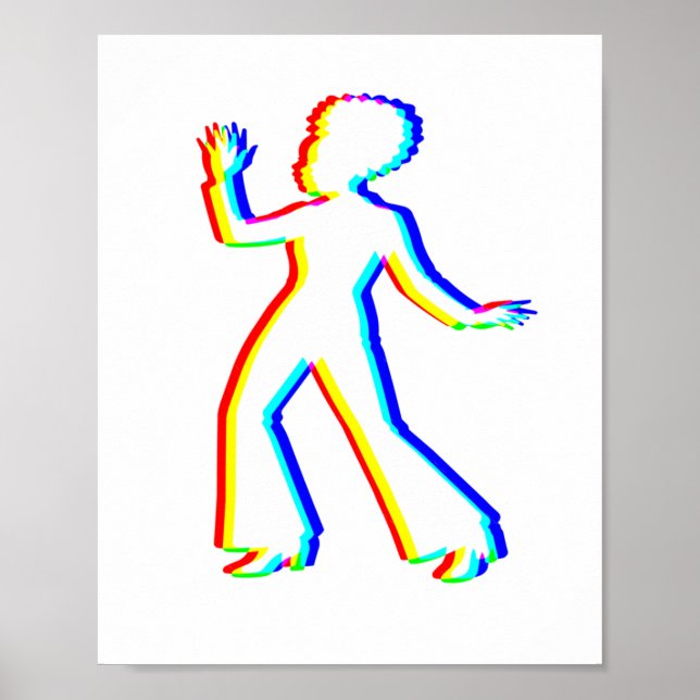Edm Trefärg - 70 Kvinnlig Dansare - Glitch - Rave  Poster (Framsidan)