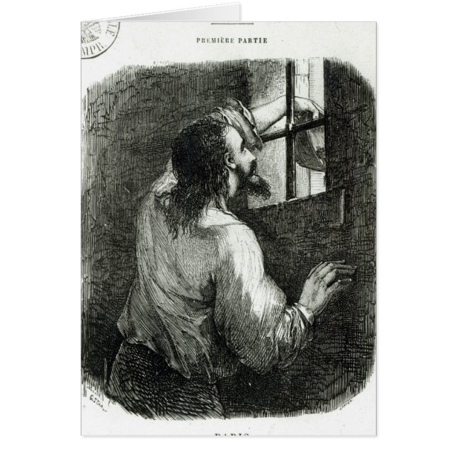 Edmond Dantes som fängslas i Chateaud'Ifen Hälsningskort (Framsidan)