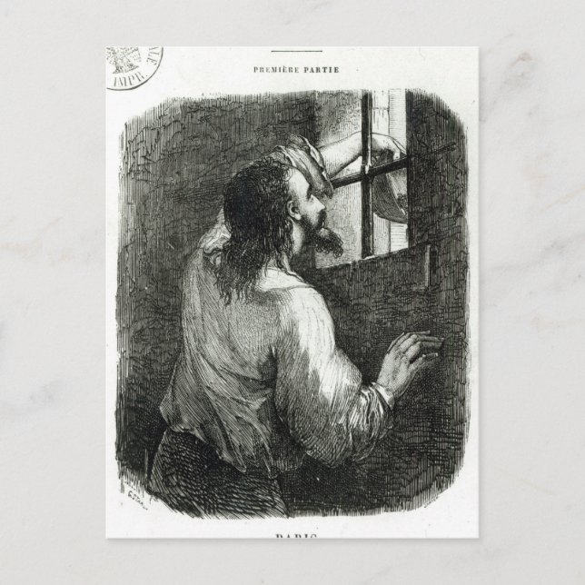 Edmond Dantes som sitter fängslad i Chateau d'If Vykort (Framsida)