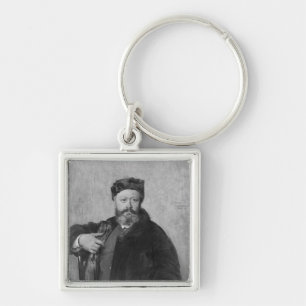 Edmond Felix Valentin omkring Fyrkantig Silverfärgad Nyckelring
