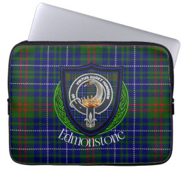 Edmonstone skotska klan tartan och vapensköld laptop fodral