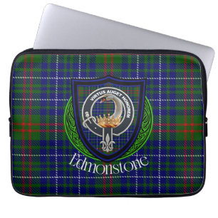 Edmonstone skotska klan tartan och vapensköld laptop fodral