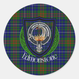 Edmonstone skotska klan tartan & vapen runt klistermärke