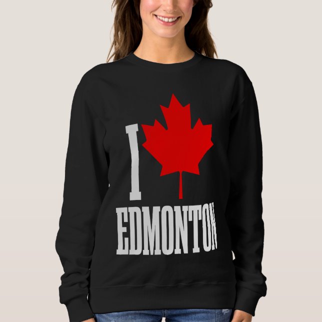 Edmonton Alberta Canada Maple Leaf Canadian Flag P T Shirt (Framsida)