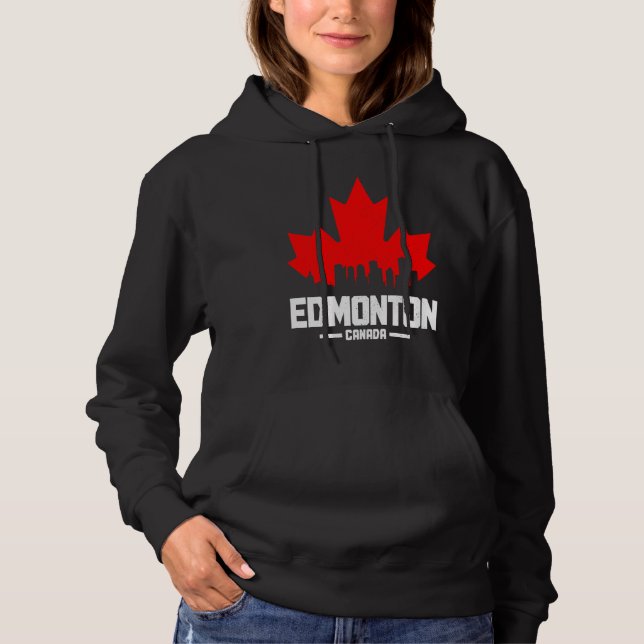 Edmonton Alberta Canada Maple Leaf Canadian Flag S T Shirt (Framsida)