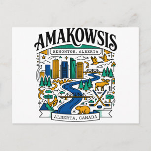 Edmonton Alberta Kanada Floddal Stadssiluett Vykort