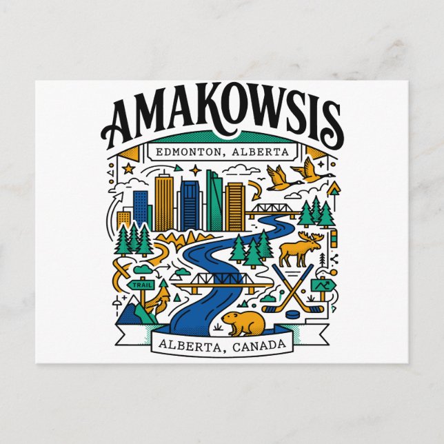 Edmonton Alberta Kanada Floddal Stadssiluett Vykort (Framsida)