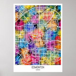 Edmonton Canada City Karta Poster