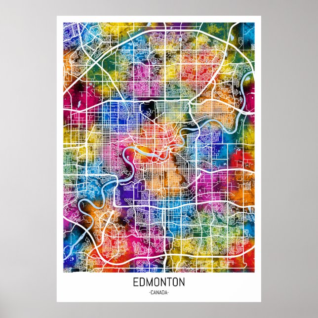 Edmonton Canada City Karta Poster (Framsidan)