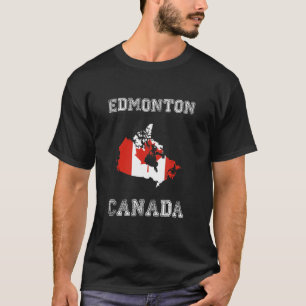 Edmonton Canada Vintage Kanada Flagga Karta Design T Shirt