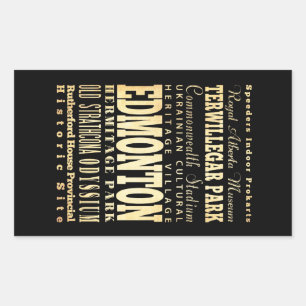 Edmonton City of Canada Typography Art Rektangulärt Klistermärke