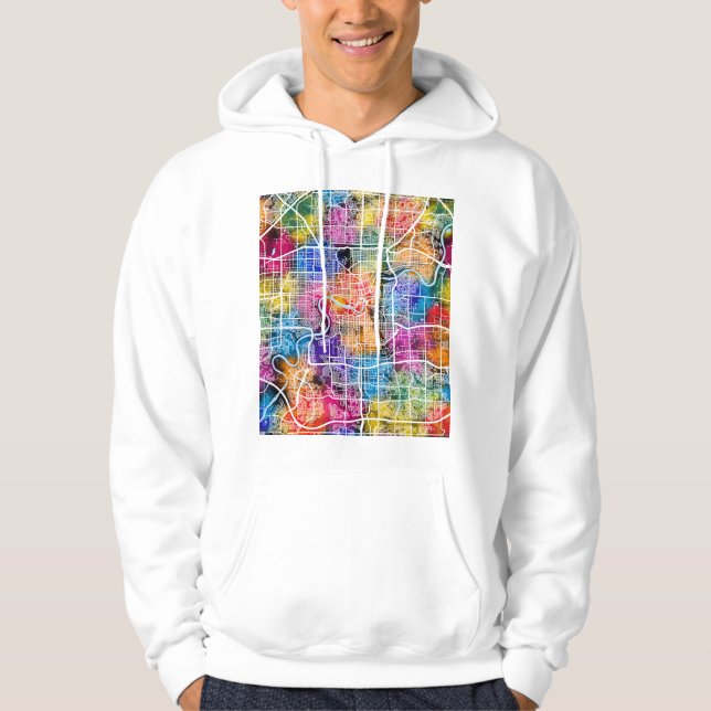Edmonton Kanada Stadskarta Hoodie (Framsida)
