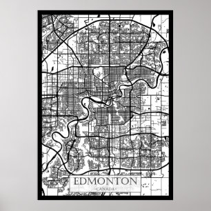 Edmonton Kanada Stadskarta Poster