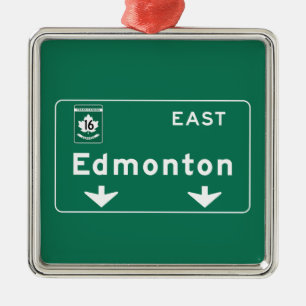 Edmonton Kanada vägmärke Julgransprydnad Metall