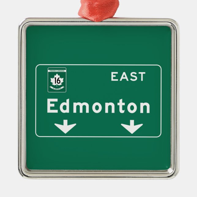 Edmonton Kanada vägmärke Julgransprydnad Metall (Framsidan)