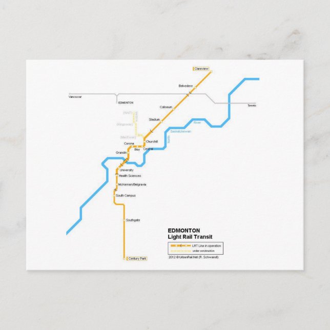 Edmonton tunnelbanan vycard vykort (Framsida)