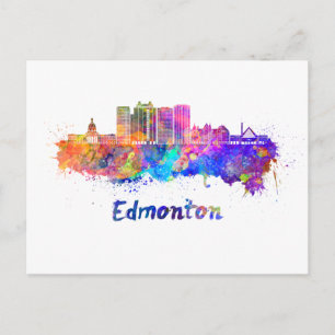 Edmonton V2-skylin i vattenfärg Vykort