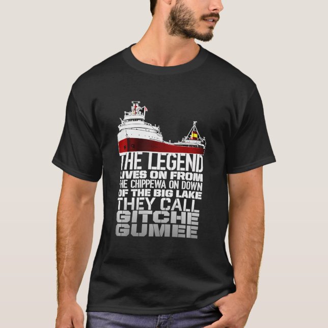 Edmund Fitzgerald De kallar Gitche Gumee T Shirt (Framsida)