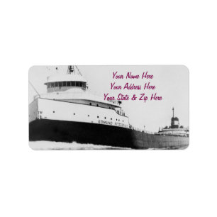 Edmund Fitzgerald på St. Clair-floden Adressetikett