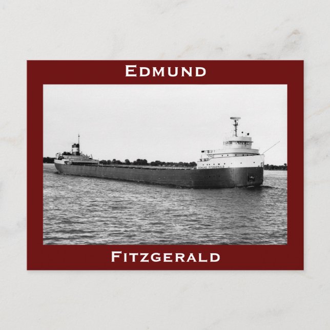 Edmund Fitzgerald på St. Clair River (B&W) Vykort (Framsida)