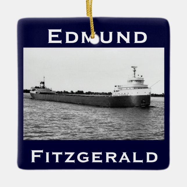 Edmund Fitzgerald på St. Clair River Julgransprydnad Keramik (Framsida)