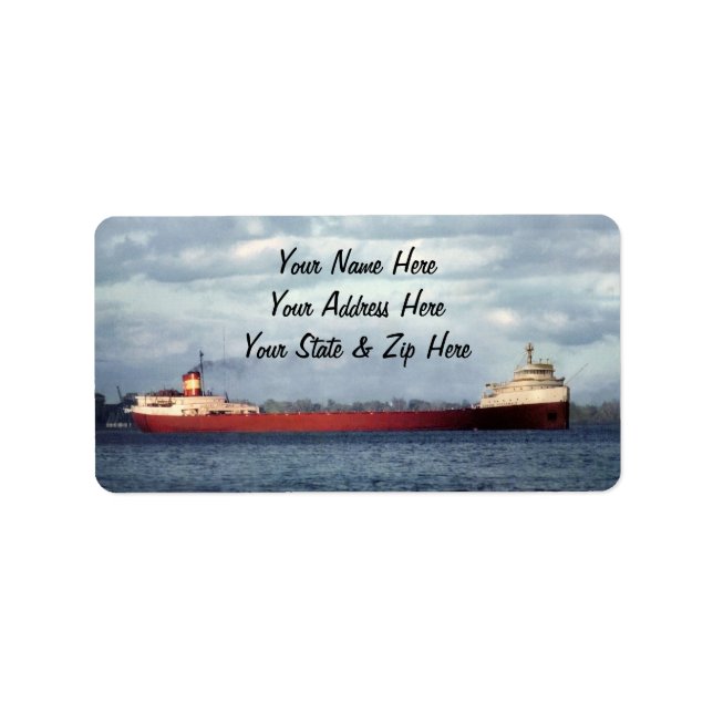Edmund Fitzgerald på St. Clairfloden Adressetikett (Framsidan)