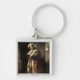 Edmund Kean som Richard III, 1814 Fyrkantig Silverfärgad Nyckelring